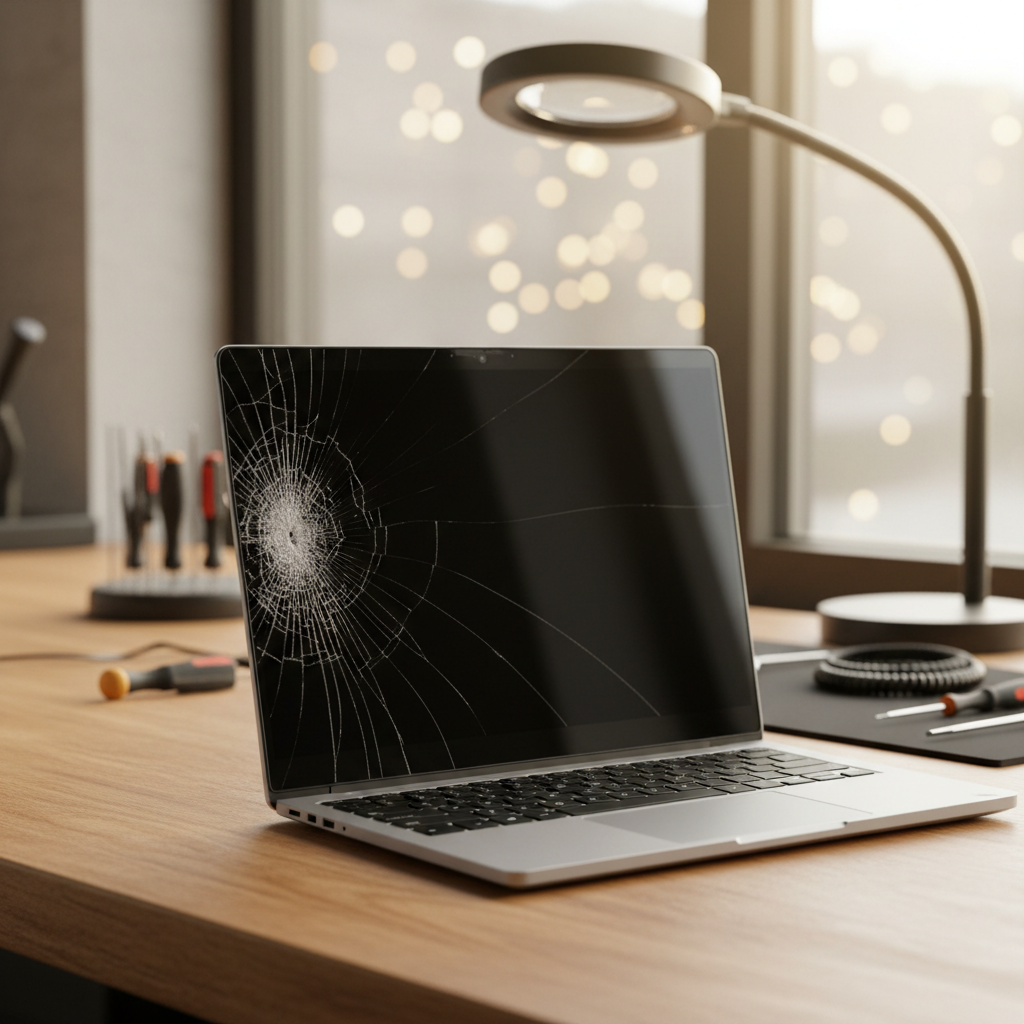 Cracked Dell laptop screen repair in North Hobart — TAS 7000