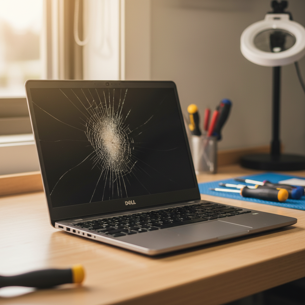 Cracked Dell laptop screen repair in Oakhampton — Newcastle NSW 2320