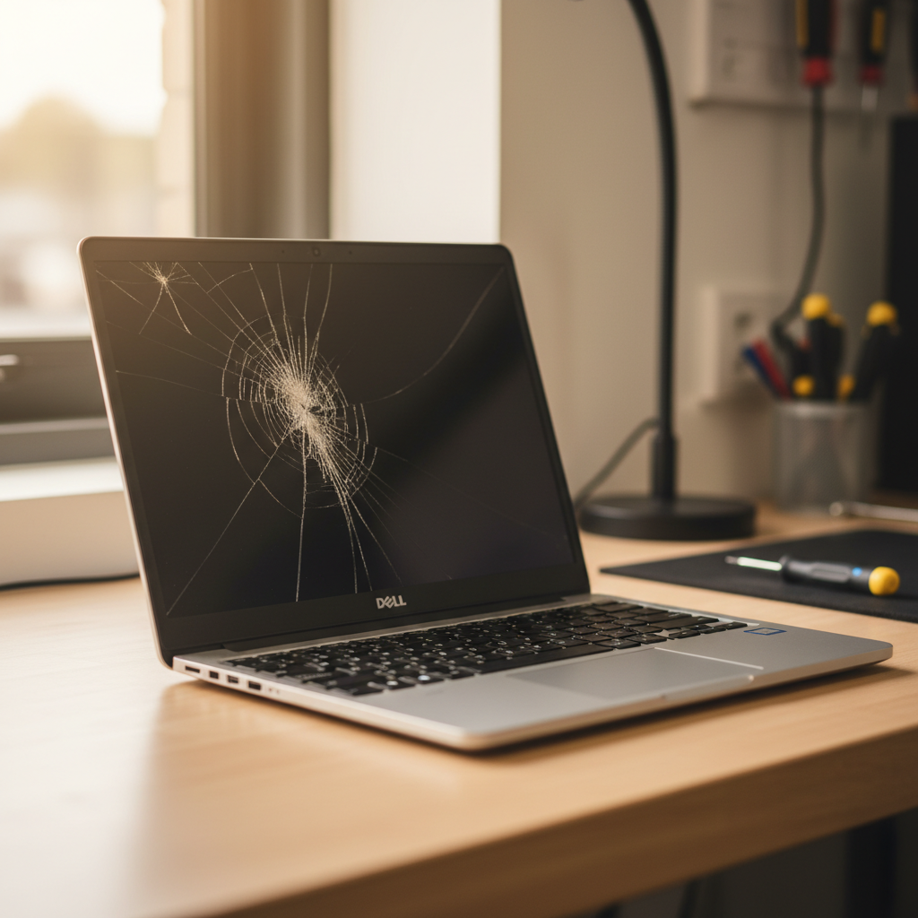Cracked Dell laptop screen repair in Olney — Newcastle NSW 2325