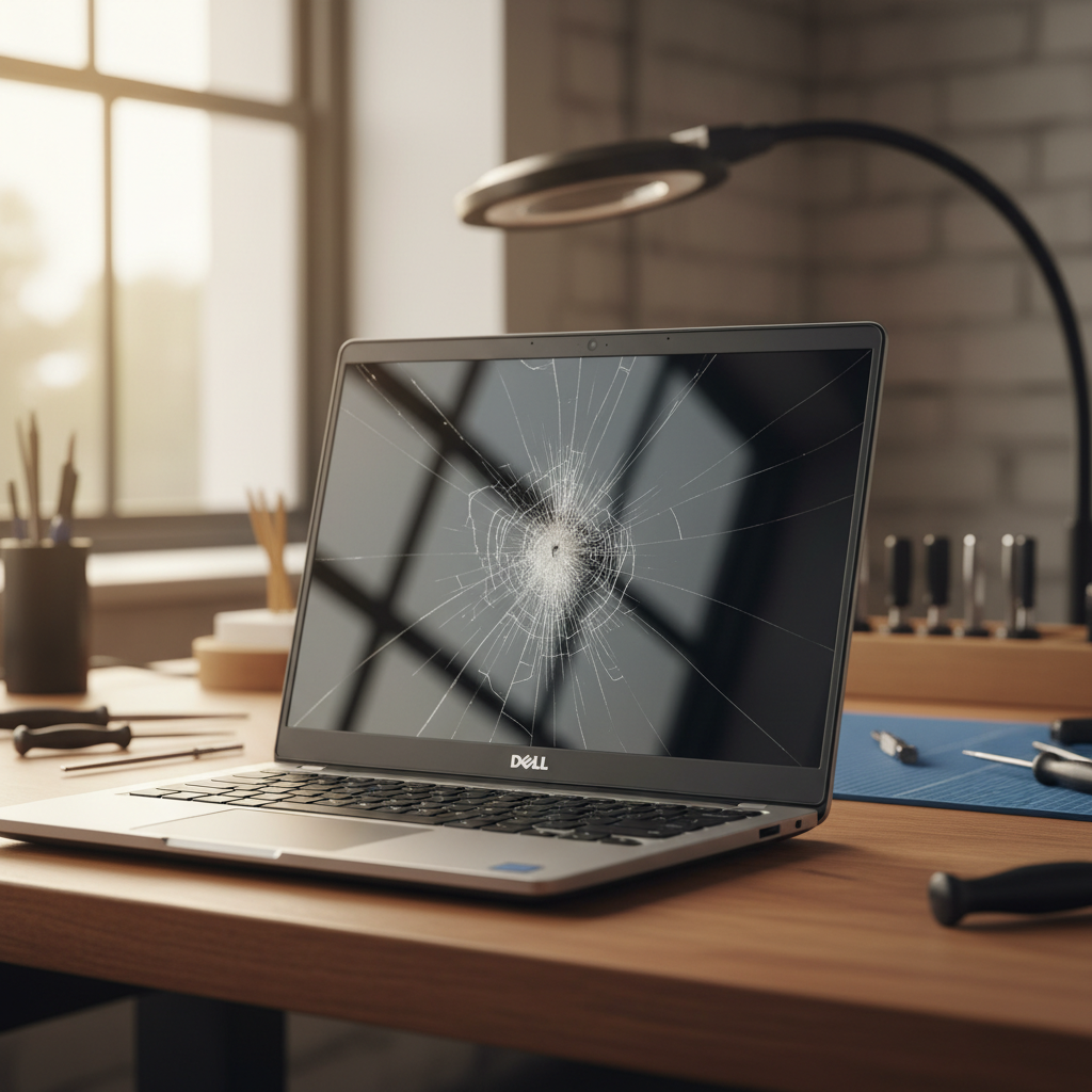Cracked Dell laptop screen repair in Osterley — Newcastle NSW 2324