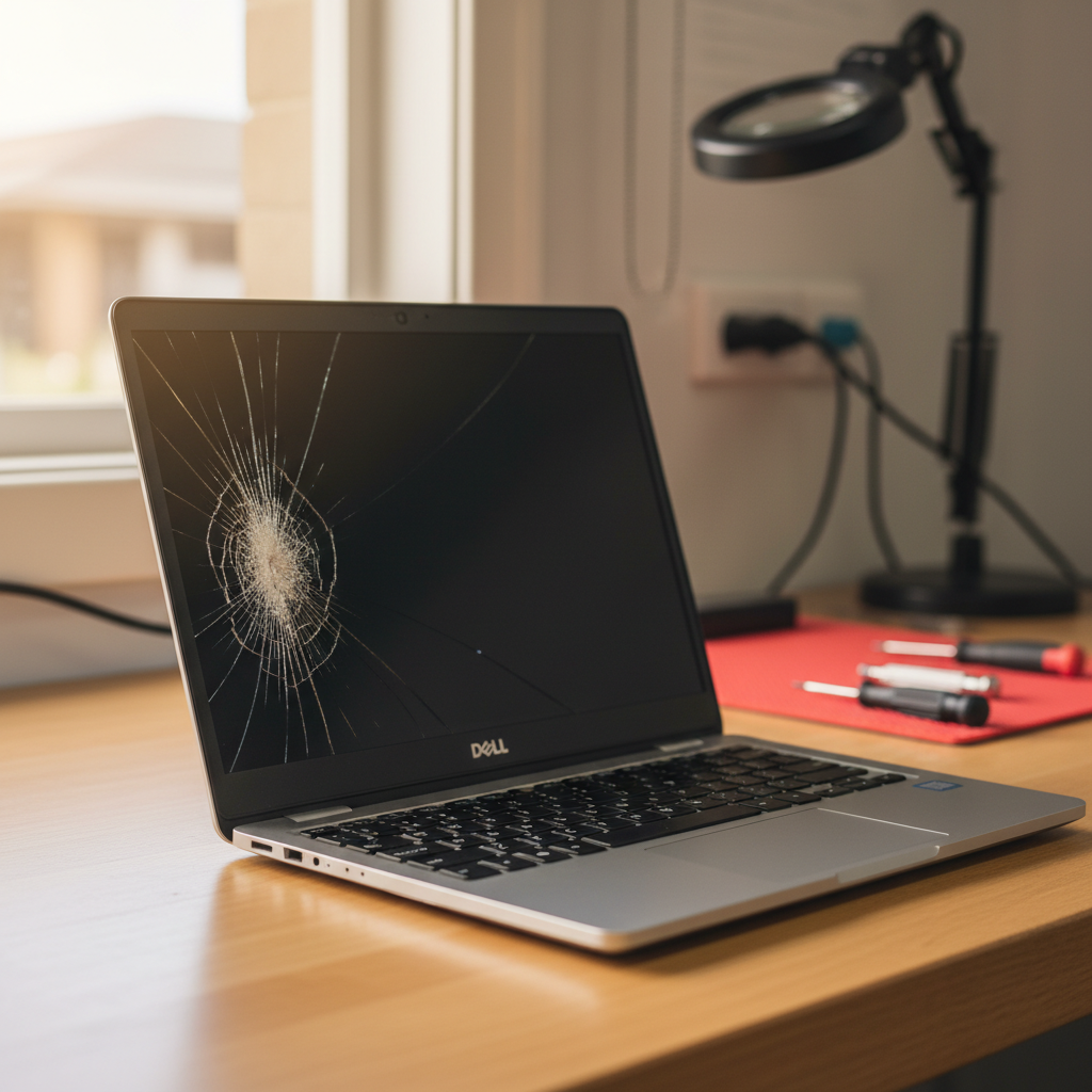 Cracked Dell laptop screen repair in Parafield Airport — Adelaide SA 5106