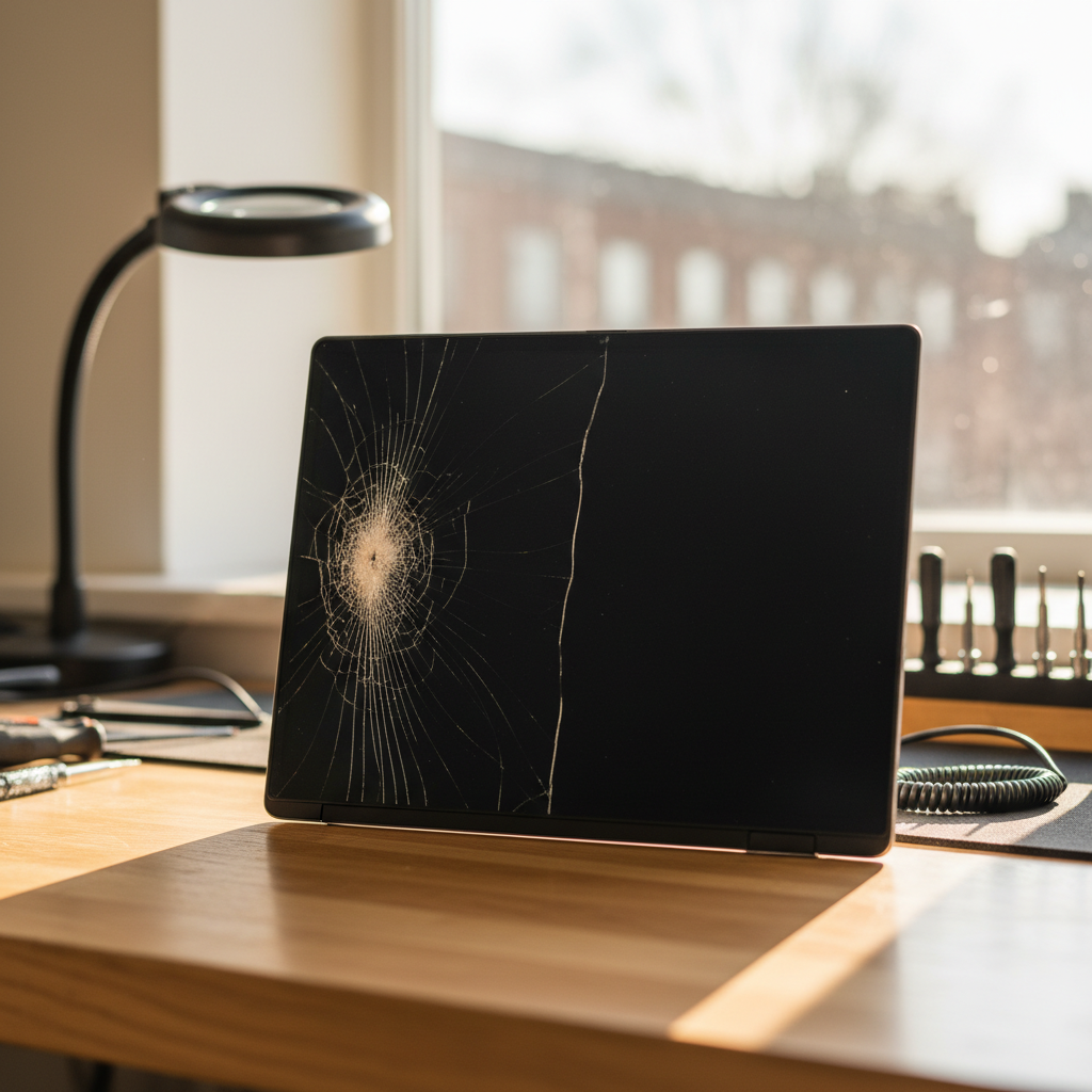 Cracked Dell laptop screen repair in Pelican — Newcastle NSW 2281