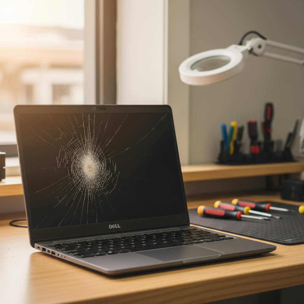 Cracked Dell laptop screen repair in Phoenix Park — Newcastle NSW 2321