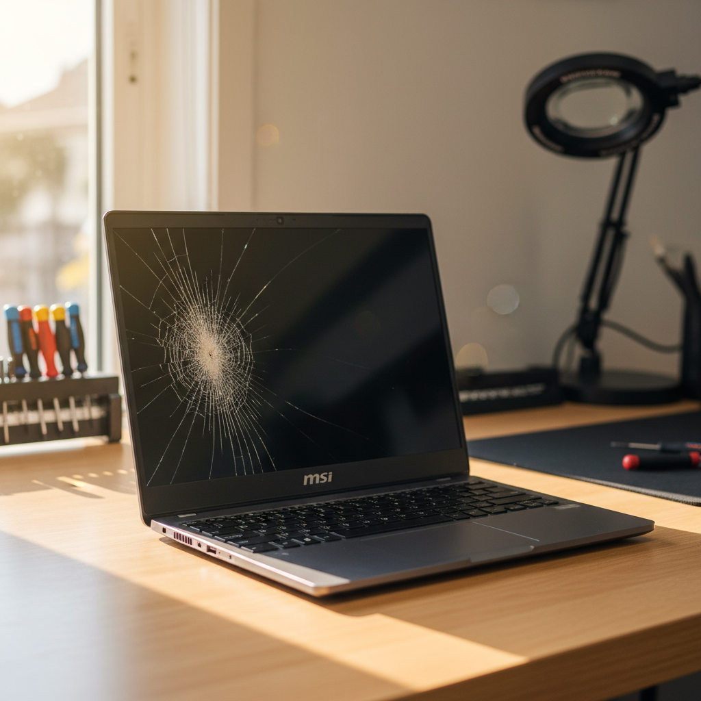 Cracked MSI laptop screen repair in Raymond Terrace East — Newcastle NSW 2324