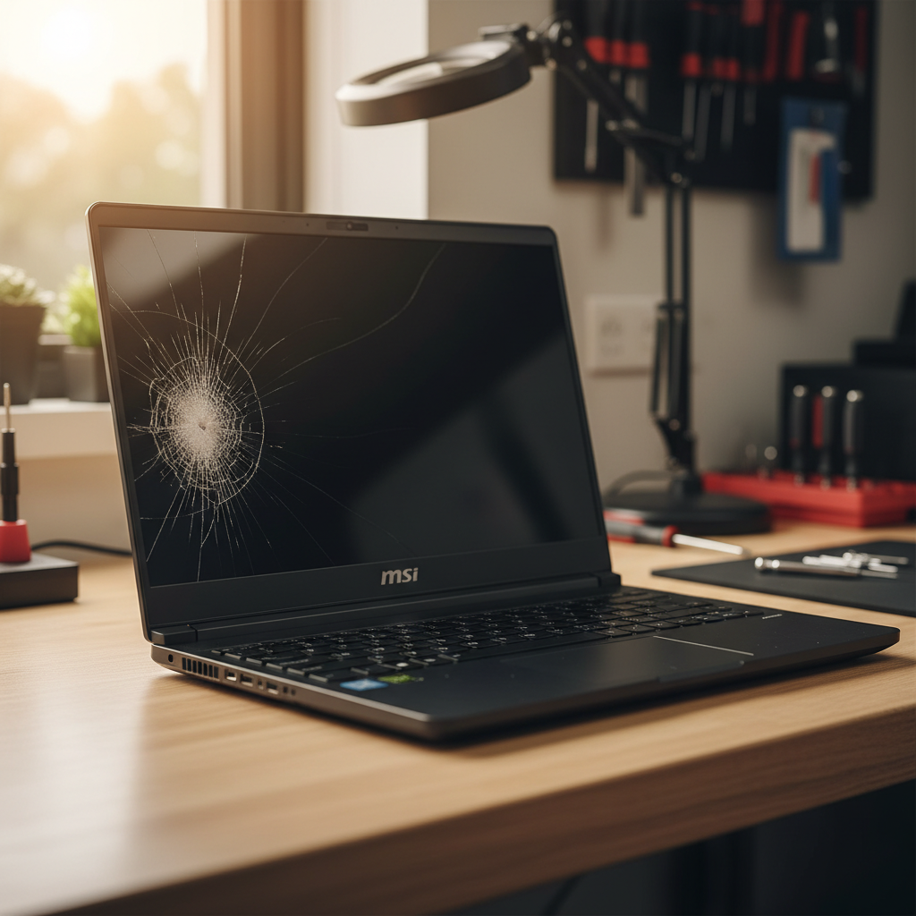 Cracked MSI laptop screen repair in Reynella East — Adelaide SA 5161