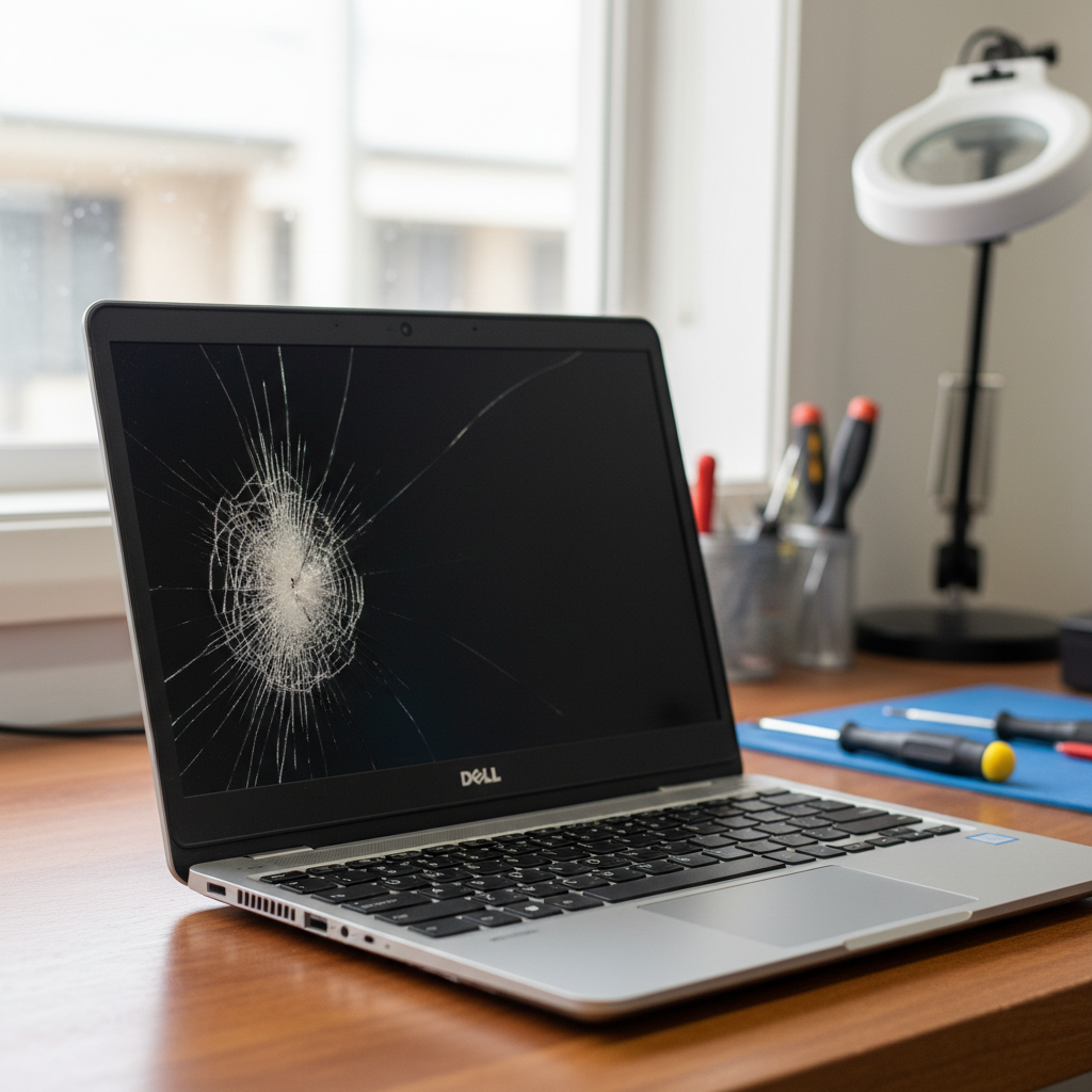 Cracked Dell laptop screen repair in Rosewater East — Adelaide SA 5013