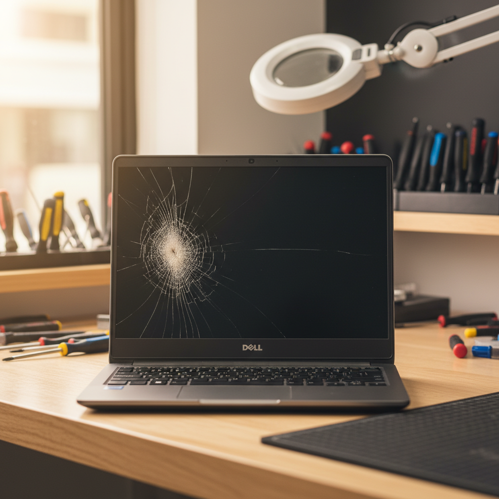 Cracked Dell laptop screen repair in Salisbury North Whites Road — Adelaide 5108