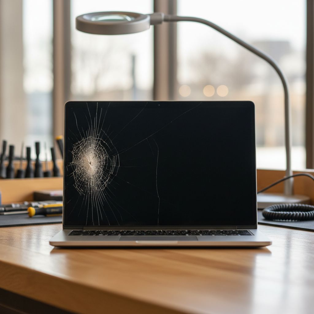 Cracked Dell laptop screen repair in Salt Ash — Newcastle NSW 2318