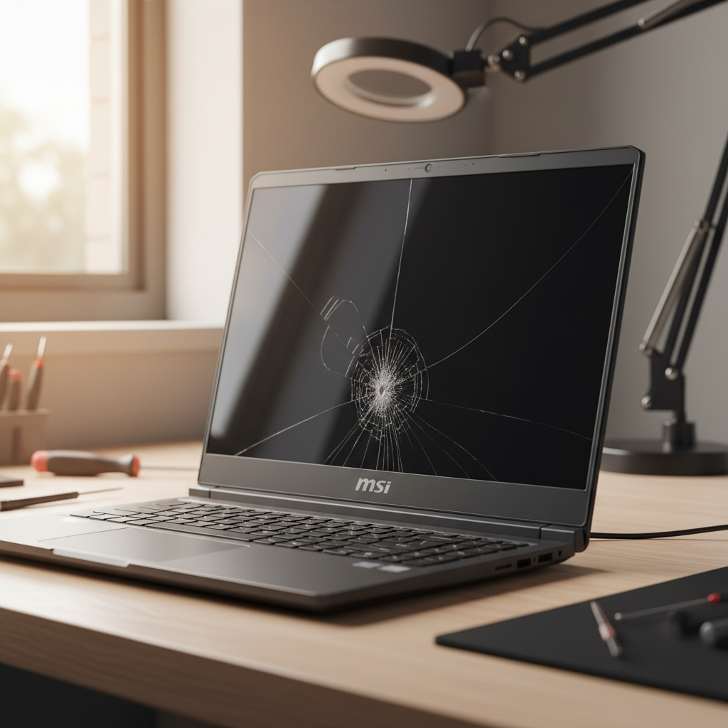 Cracked MSI laptop screen repair in Sanderson — Darwin NT 0812