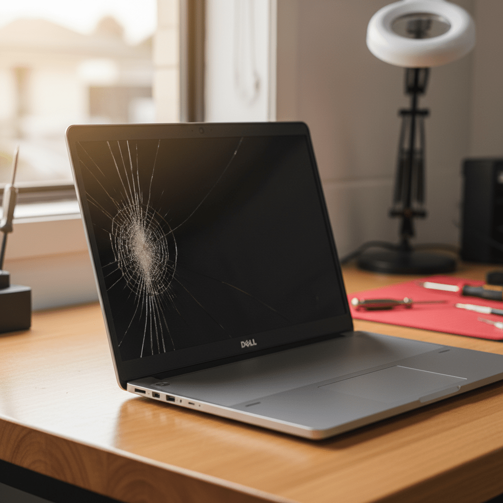 Cracked Dell laptop screen repair in Semaphore — Adelaide SA 5019