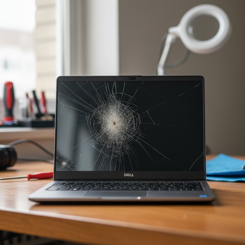 Cracked Dell laptop screen repair in Shoal Bay — Newcastle NSW 2315