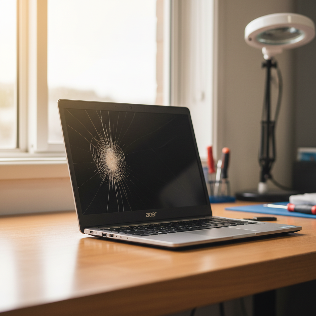 Cracked Acer laptop screen repair in Silverwater — Newcastle NSW 2128