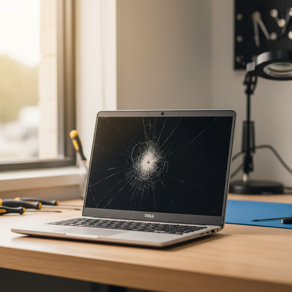 Cracked Dell laptop screen repair in Silverwater — Newcastle NSW 2264
