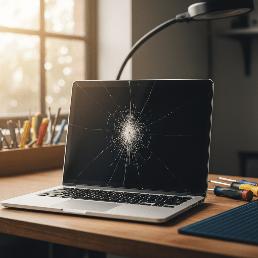Cracked MacBook Pro laptop screen repair in Smithfield — Cairns SA 5114
