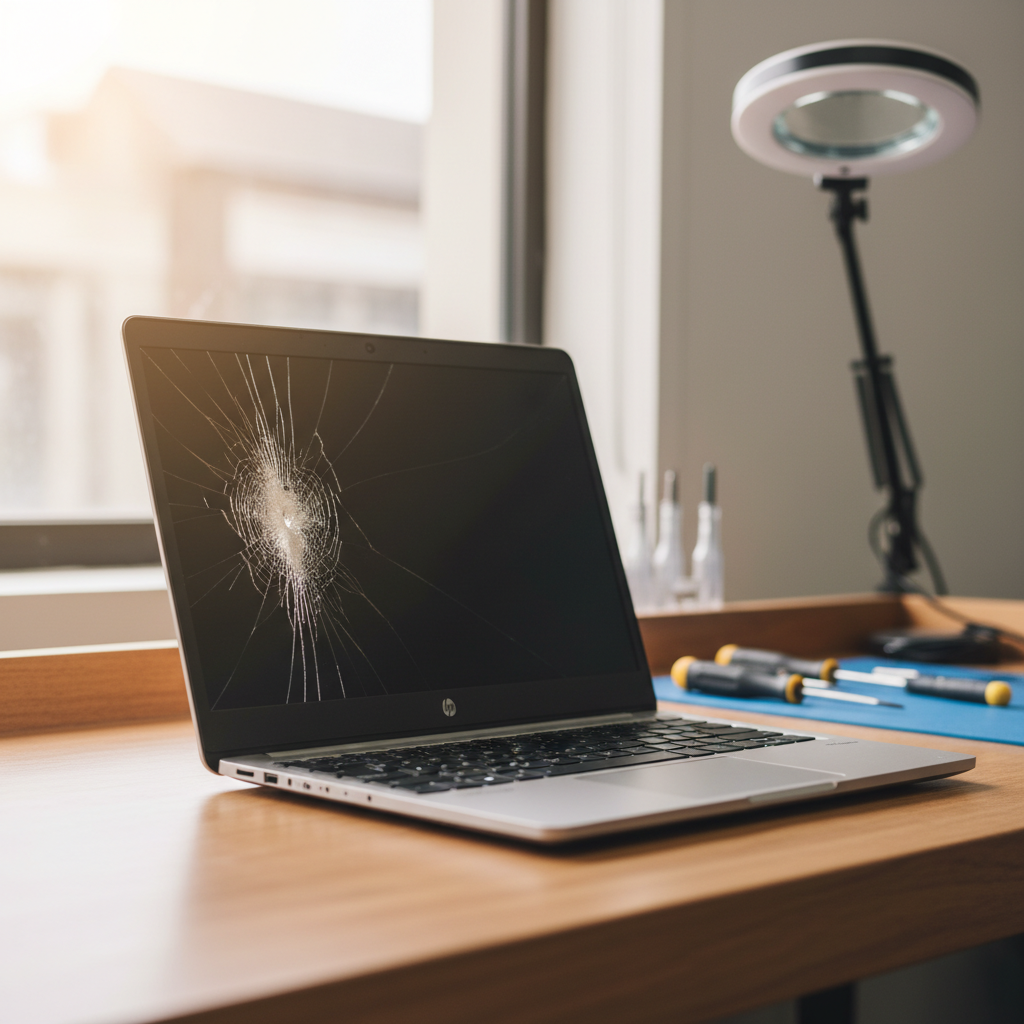Cracked HP laptop screen repair in Soldiers Point — Newcastle NSW 2317