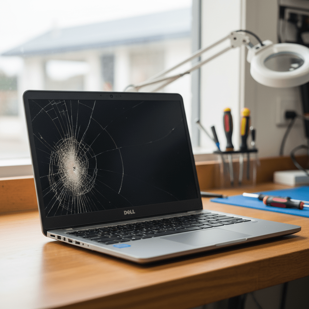 Cracked Dell laptop screen repair in Springfield — Brisbane SA 5062