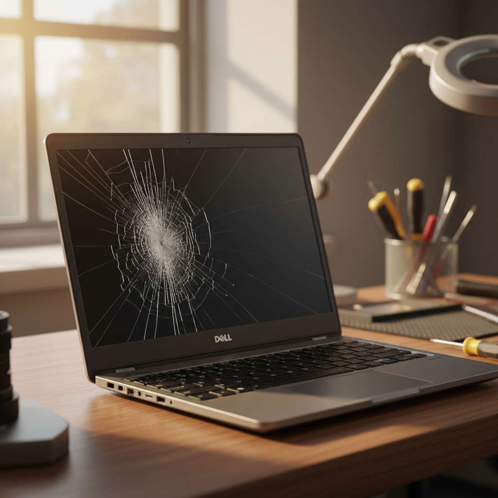 Cracked Dell laptop screen repair in Stanford Merthyr — Newcastle NSW 2327