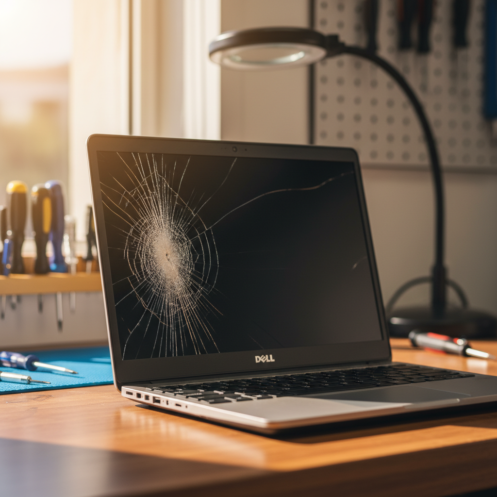 Cracked Dell laptop screen repair in Stockton — Newcastle NSW 2295