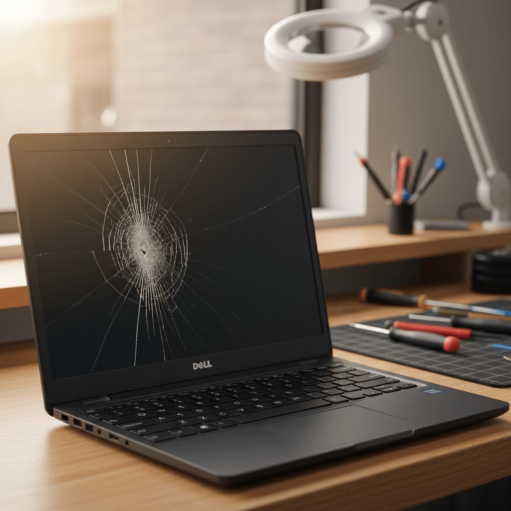 Cracked Dell laptop screen repair in Sturt Street — Adelaide SA 5000