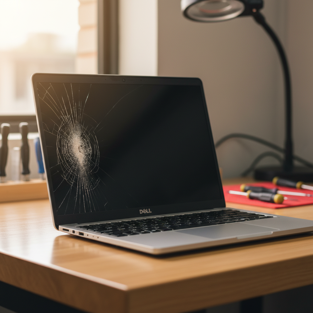 Cracked Dell laptop screen repair in Tanilba Bay — Newcastle NSW 2319
