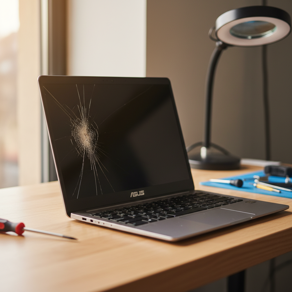 Cracked ASUS laptop screen repair in The Branch — Newcastle NSW 2425