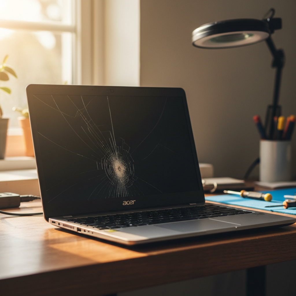 Cracked Acer laptop screen repair in The Gardens — Darwin NT 0820