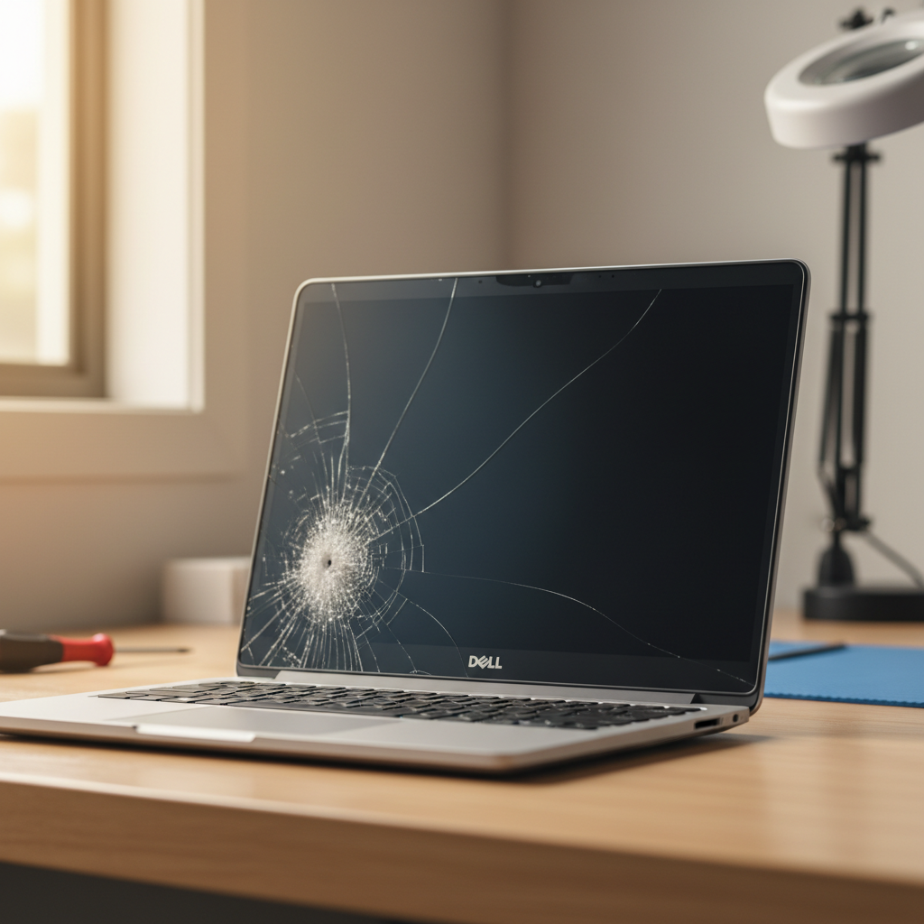 Cracked Dell laptop screen repair in Tumbling Waters — Darwin NT 0822