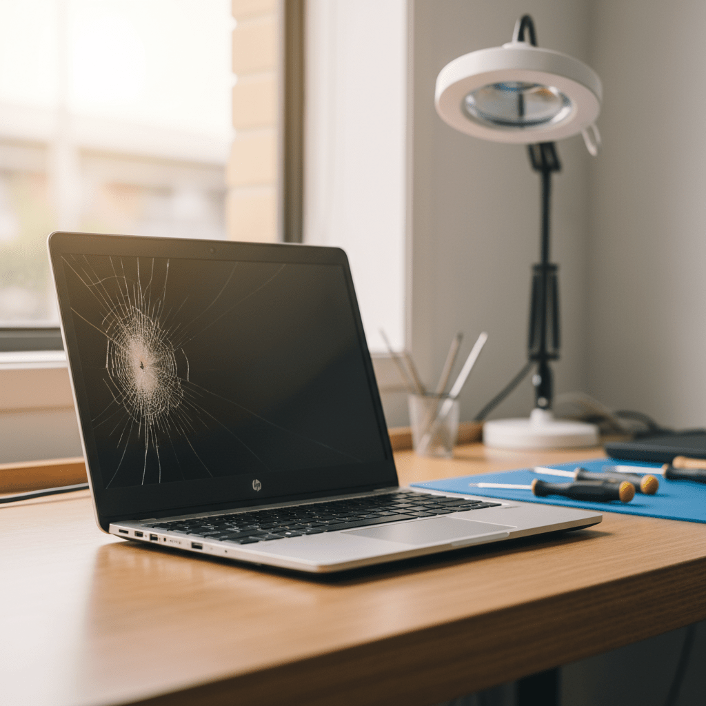 Cracked HP laptop screen repair in Waterloo Corner — Adelaide SA 5110