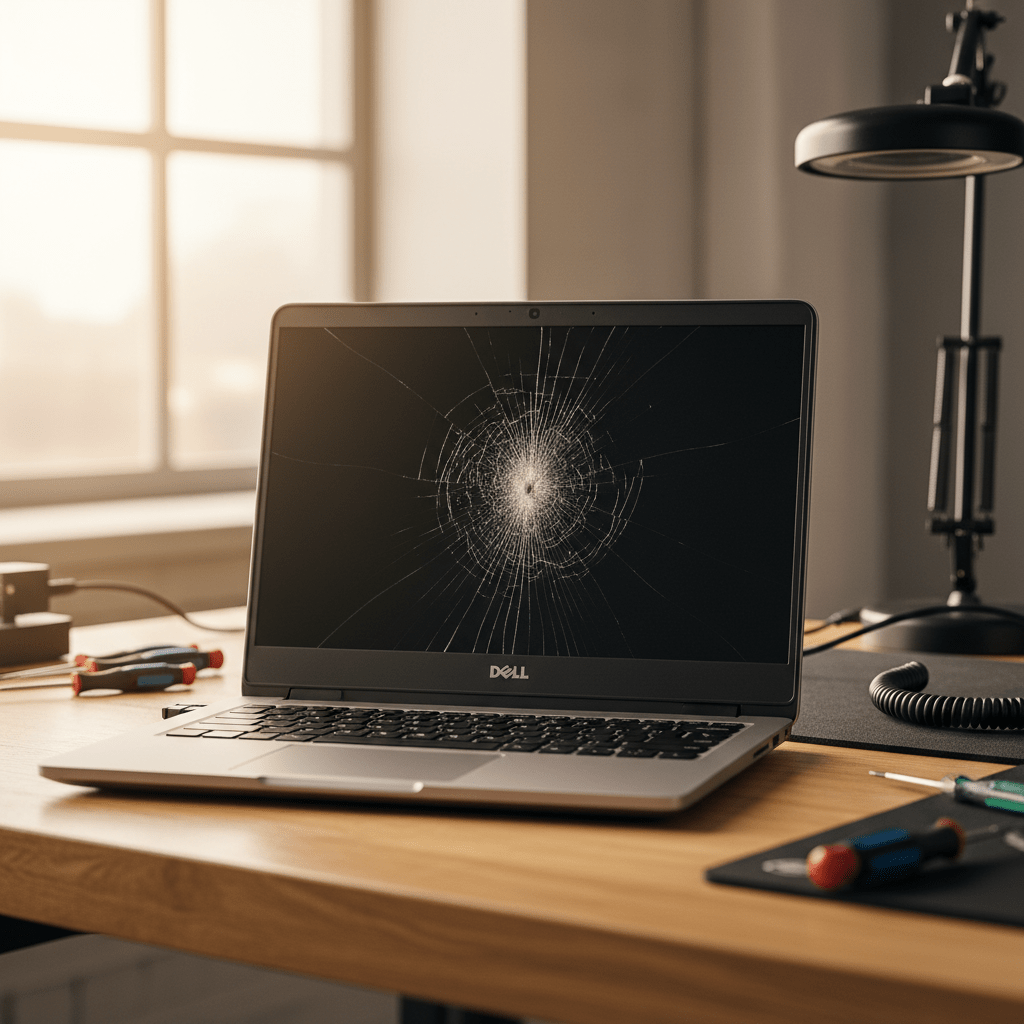 Cracked Dell laptop screen repair in West Hindmarsh — Adelaide SA 5007