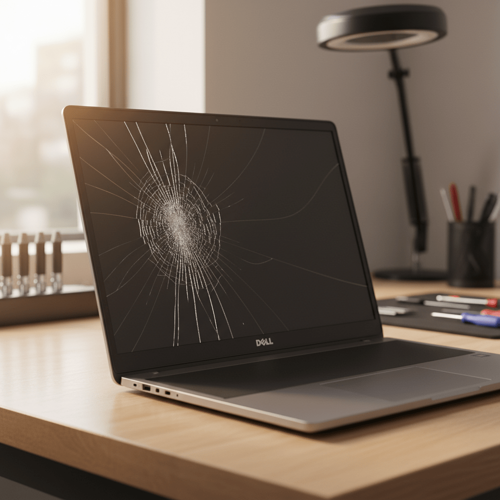 Cracked Dell laptop screen repair in Woodville West — Adelaide SA 5011