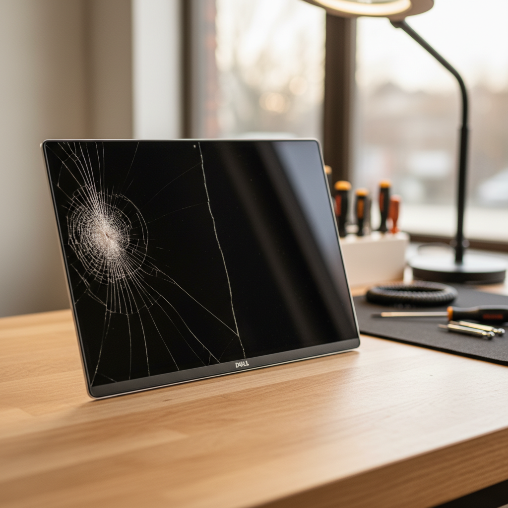 Cracked Dell laptop screen repair in Wybung — Newcastle NSW 2259