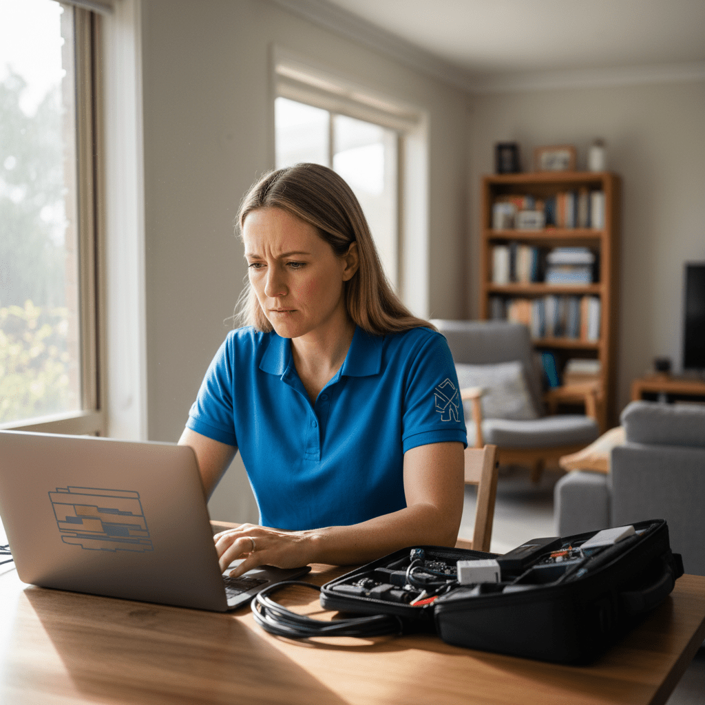 Onsite data recovery near me in Hobart by a certified technician assessing a client's laptop for data loss.