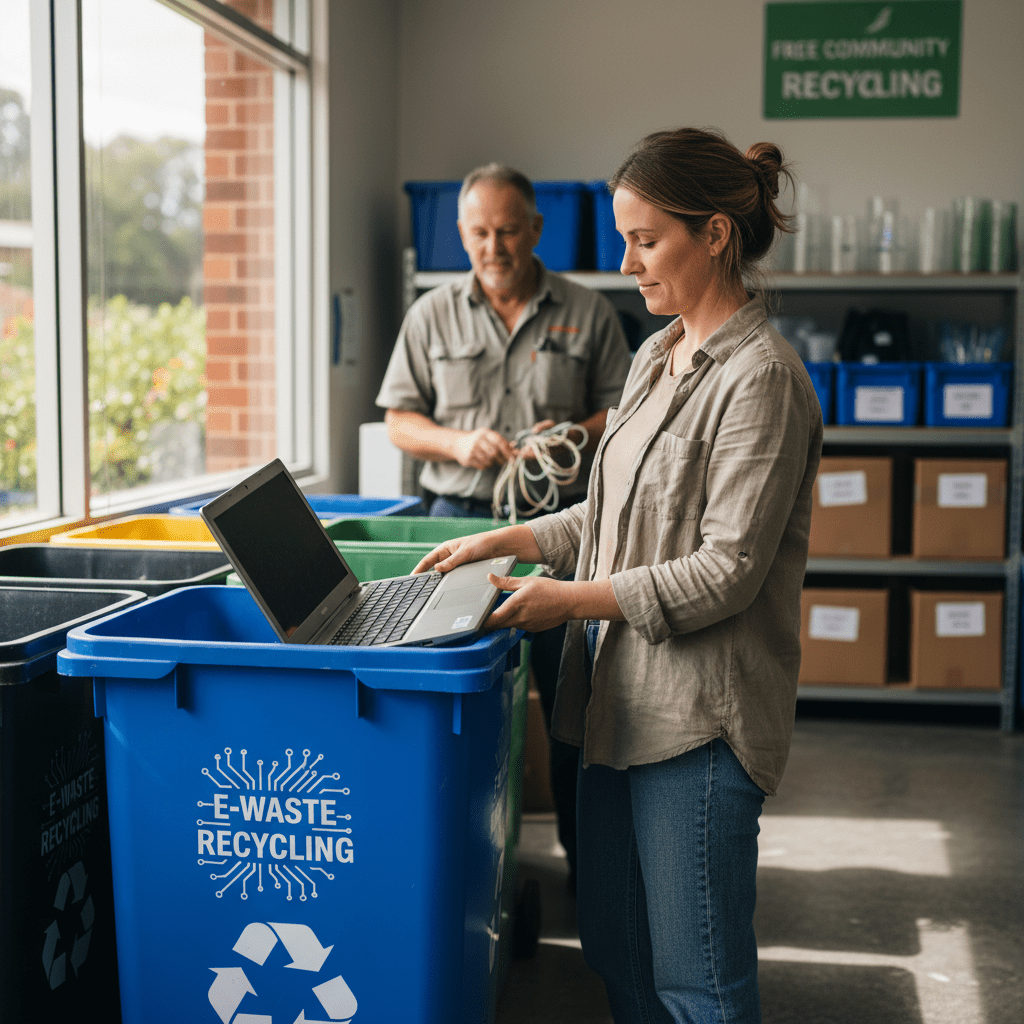 Participating in free e-waste recycling programs across Australia, responsibly disposing of old electronics.