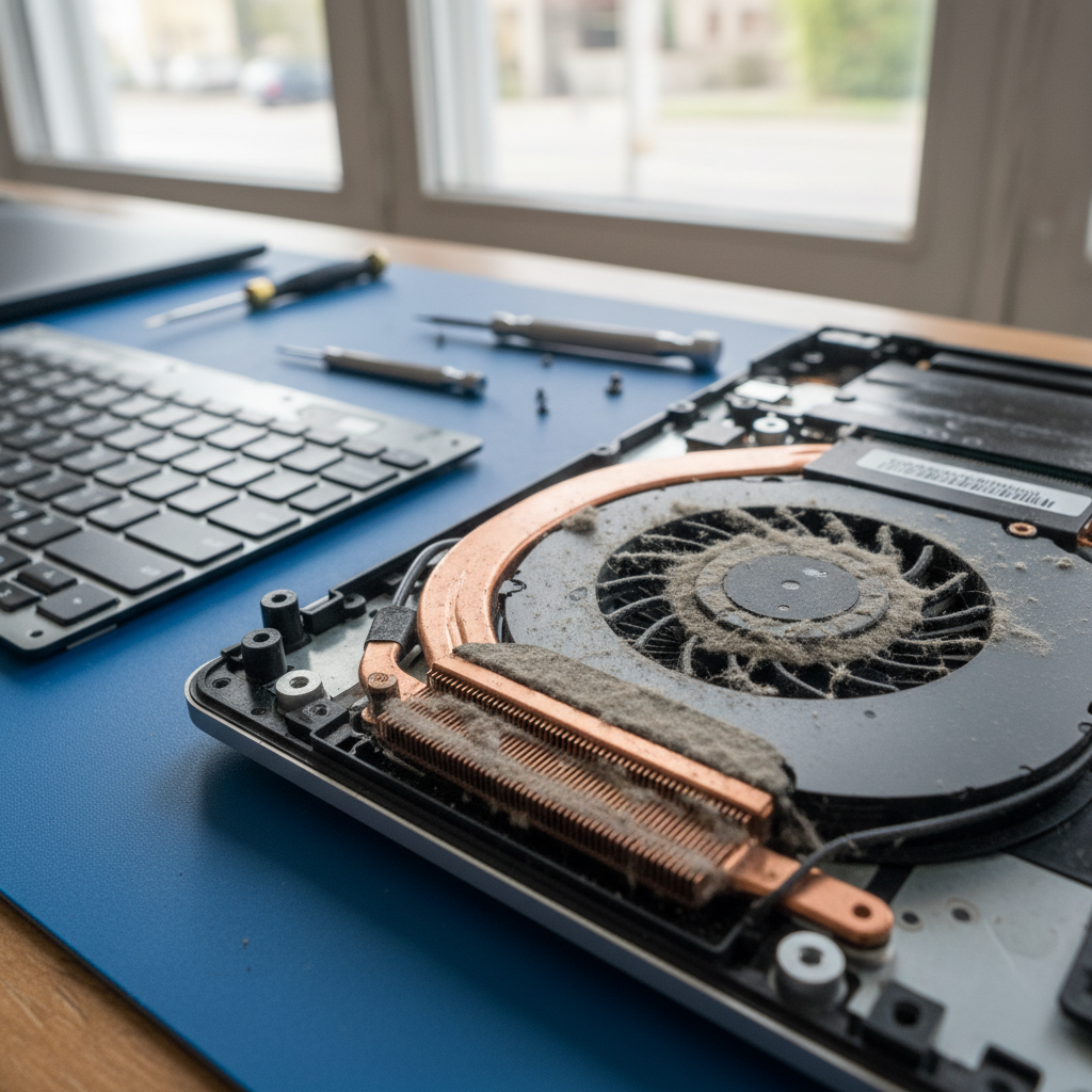 Dust-clogged laptop fan cleaning service in Albert Park — Melbourne SA 5014