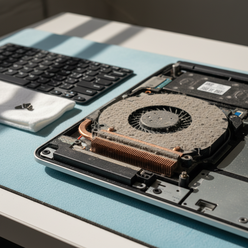 Dust-clogged laptop fan cleaning service in Albion Heights — Hobart TAS 7050