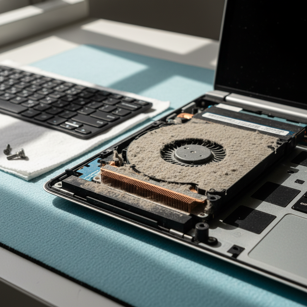 Dust-clogged laptop fan cleaning service in Andrews Farm — Adelaide SA 5114