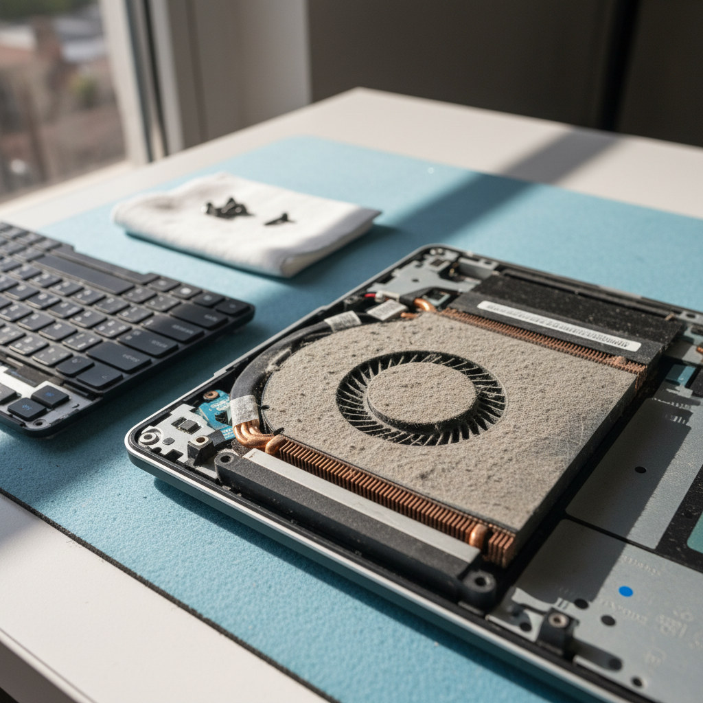 Dust-clogged laptop fan cleaning service in Anna Bay — Newcastle NSW 2316