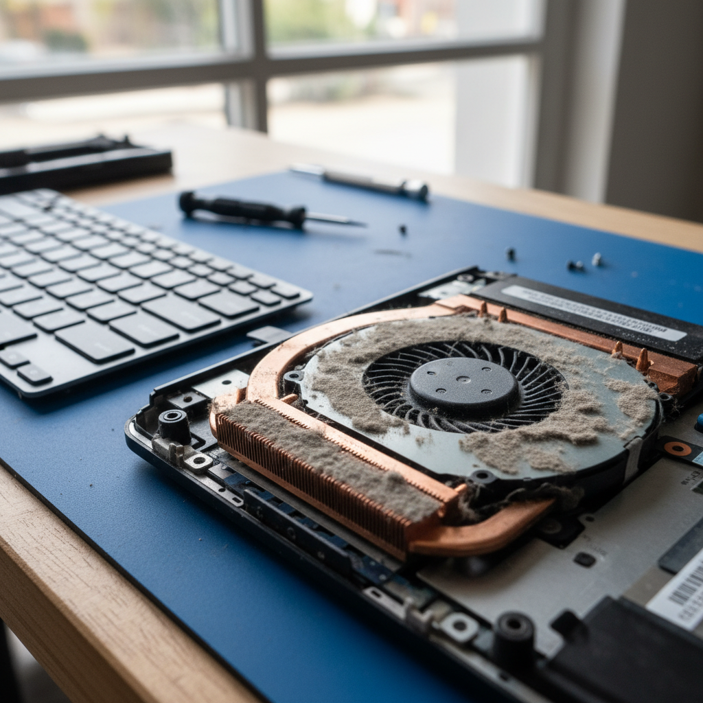 Dust-clogged laptop fan cleaning service in Anula — Darwin NT 0812