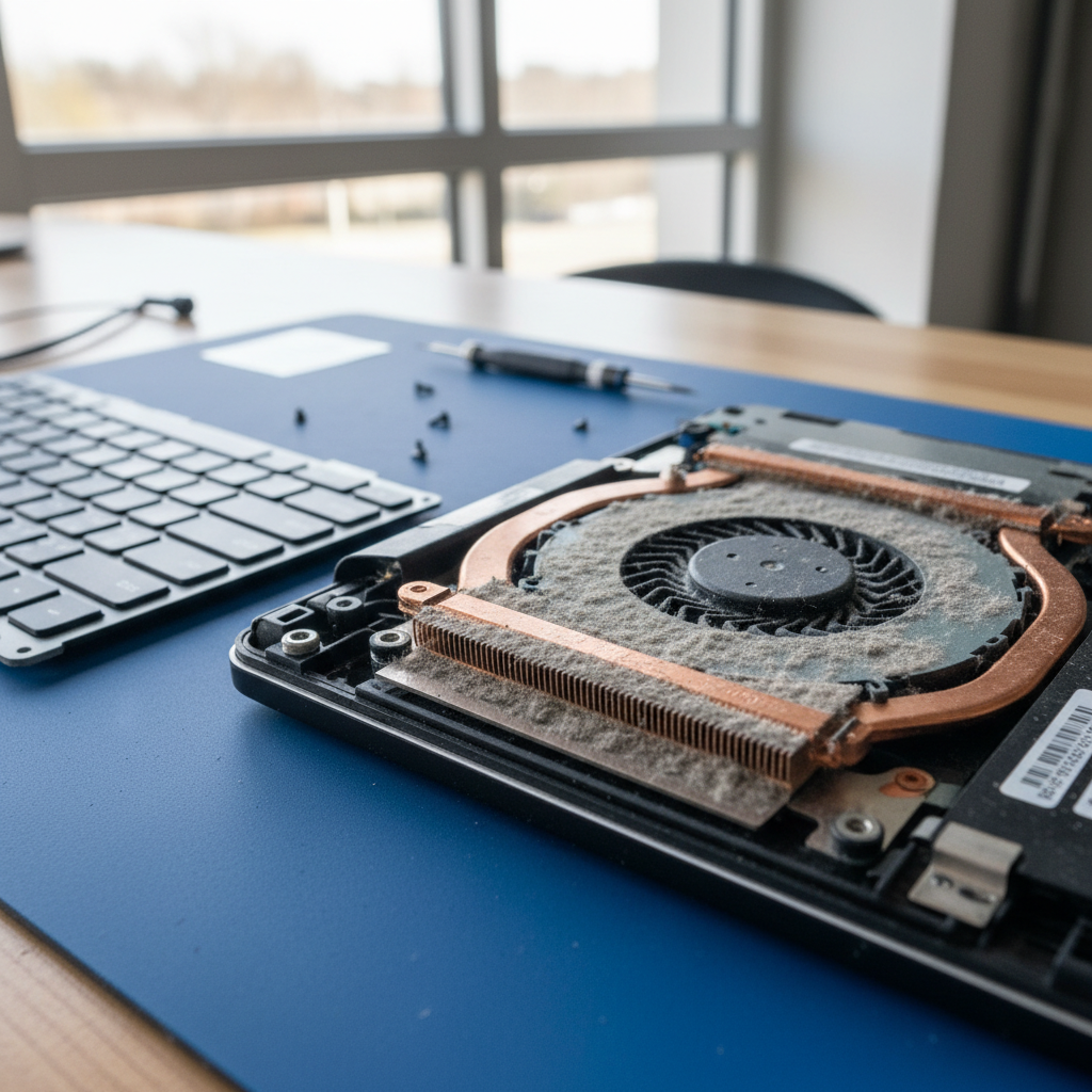 Dust-clogged laptop fan cleaning service in Argenton — Newcastle NSW 2284