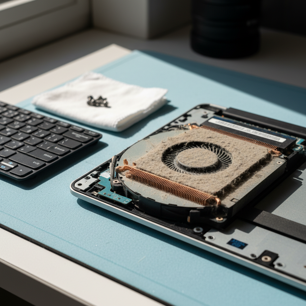 Dust-clogged laptop fan cleaning service in Balmoral — Newcastle NSW 2571