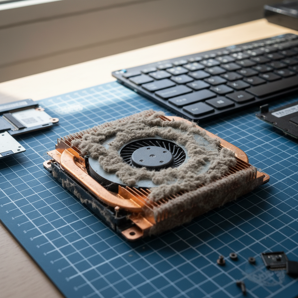 Dust-clogged laptop fan cleaning service in Banksia Park — Adelaide SA 5091