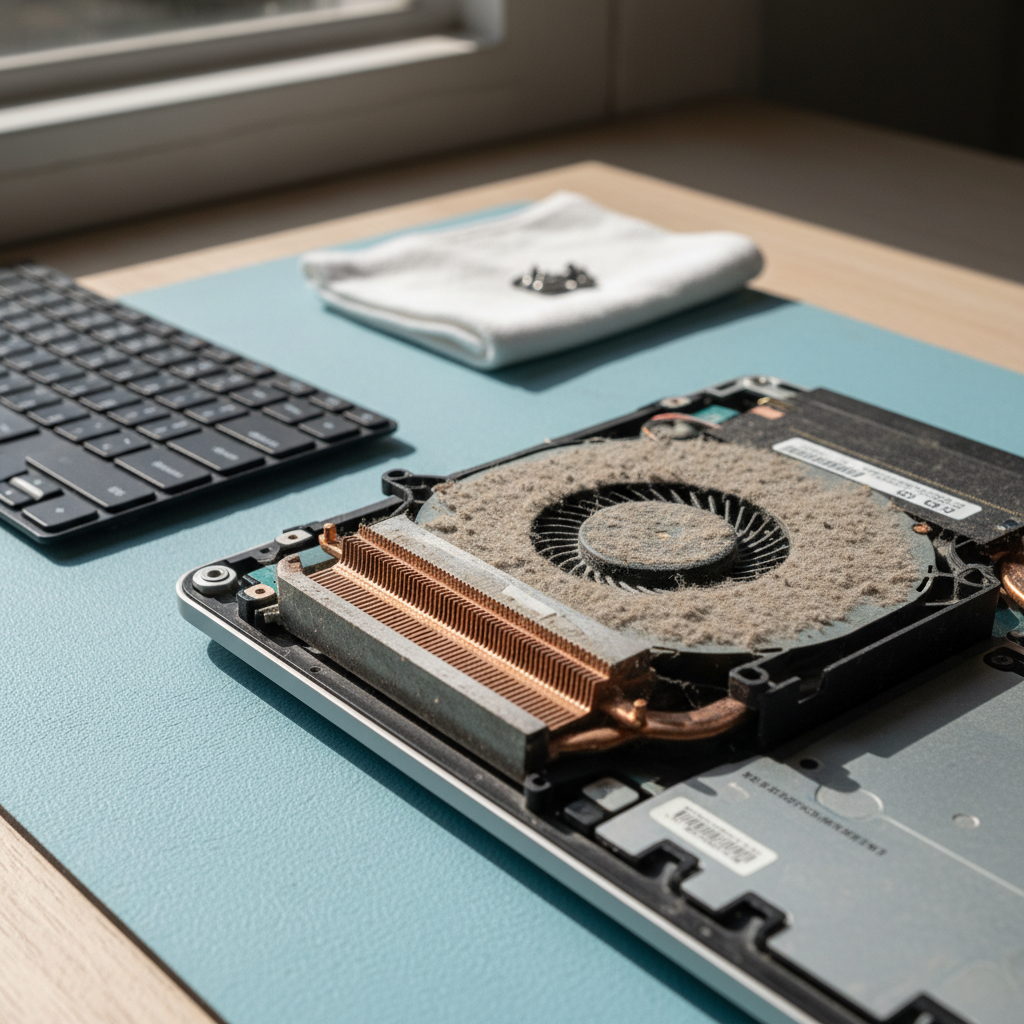 Dust-clogged laptop fan cleaning service in Barnsley — Newcastle NSW 2278