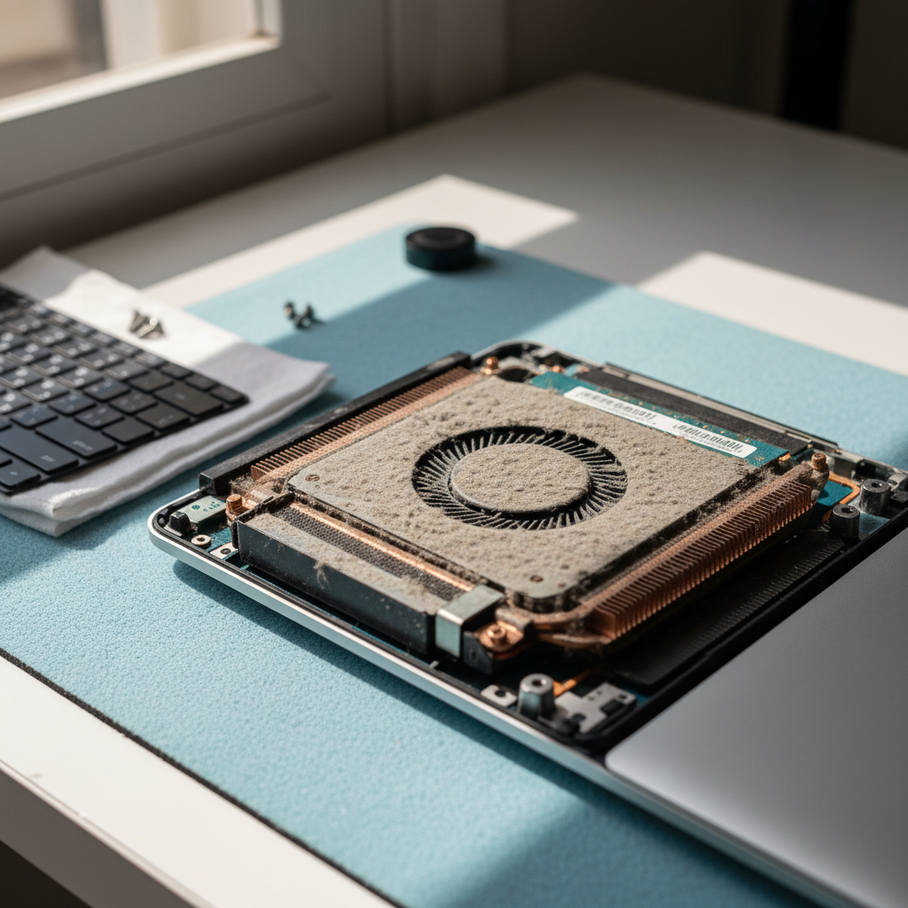 Dust-clogged laptop fan cleaning service in Belmont — Newcastle NSW 2280