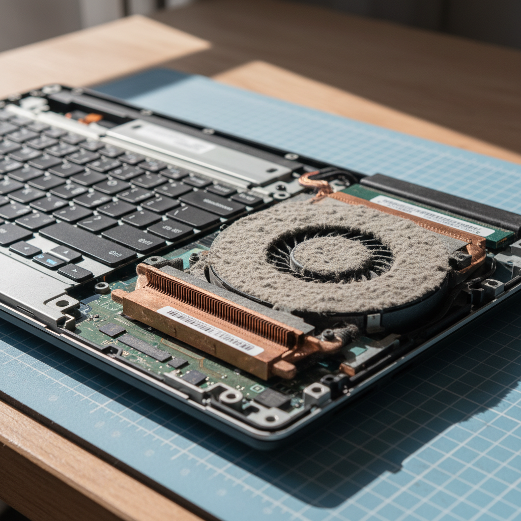 Dust-clogged laptop fan cleaning service in Beverley — Adelaide SA 5009