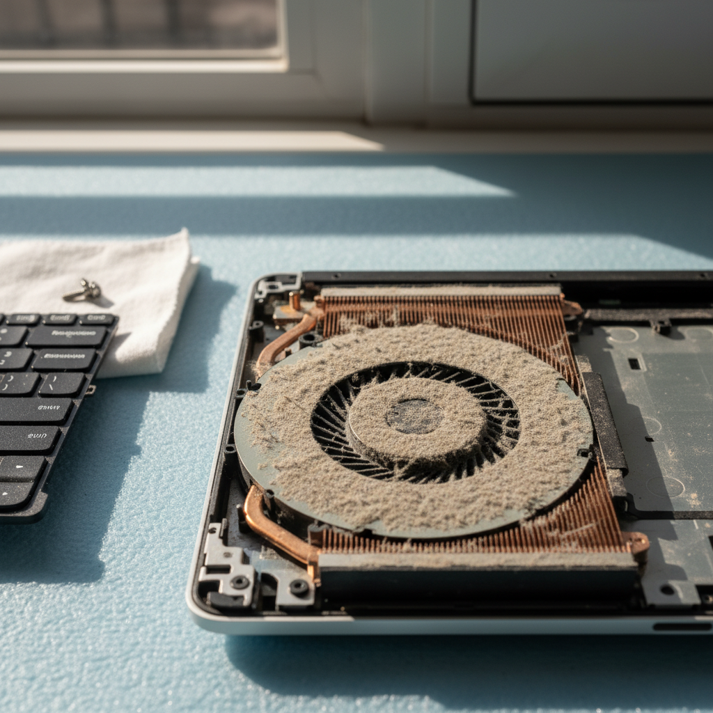 Dust-clogged laptop fan cleaning service in Birkenhead — Adelaide SA 5015