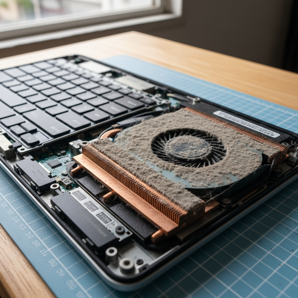 Dust-clogged laptop fan cleaning service in Birmingham Gardens — Newcastle NSW 2287