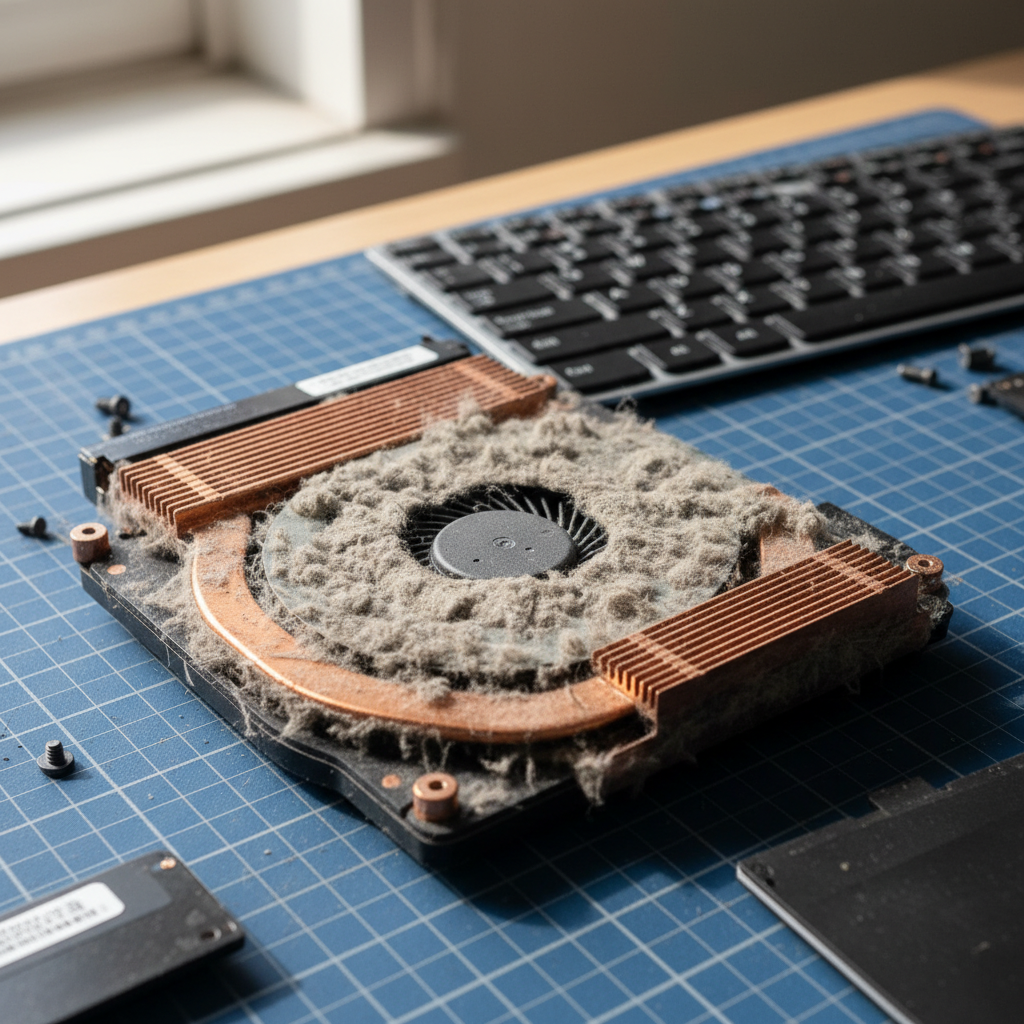 Dust-clogged laptop fan cleaning service in Black Jungle — Darwin NT 0822