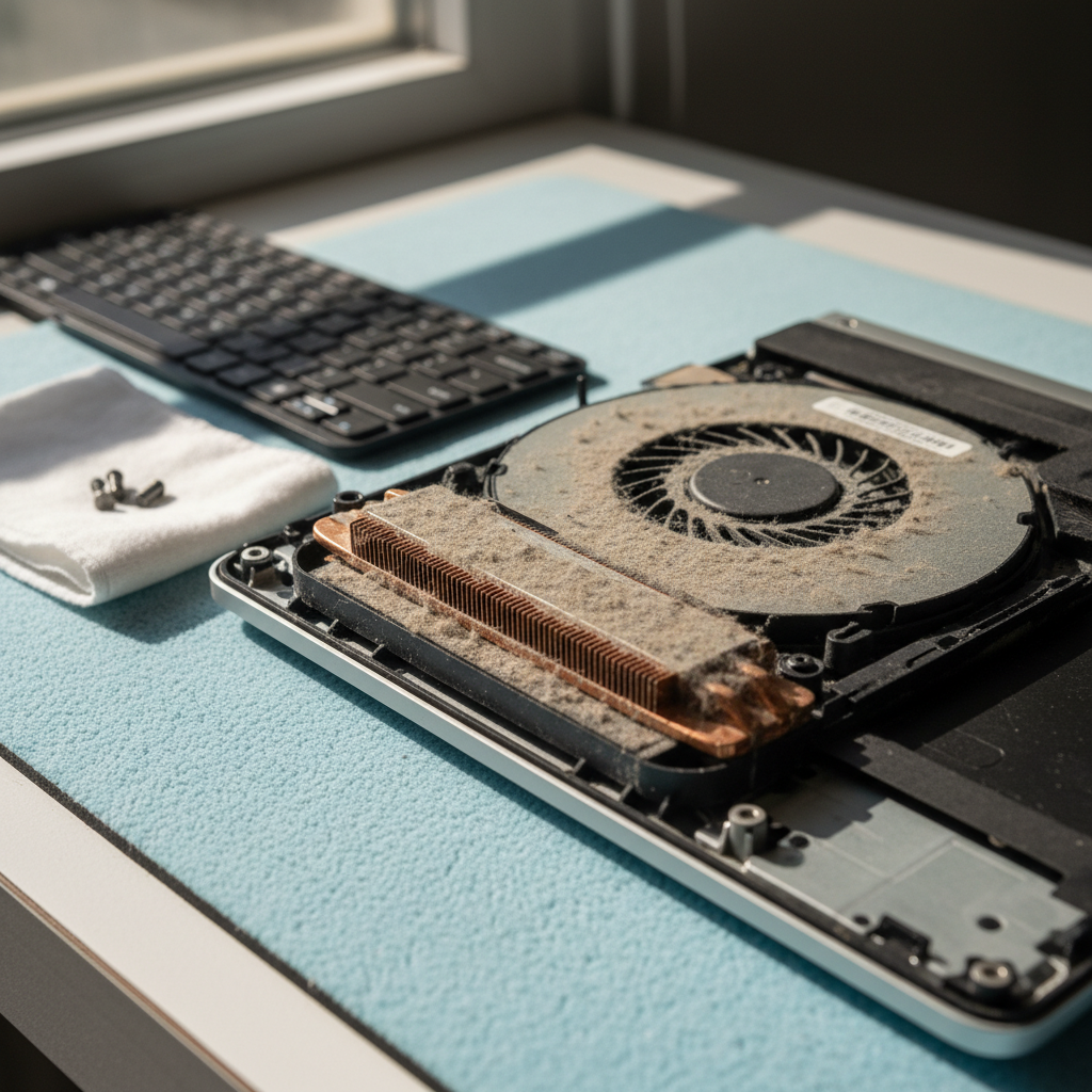 Dust-clogged laptop fan cleaning service in Blackmore — Darwin NT 0822