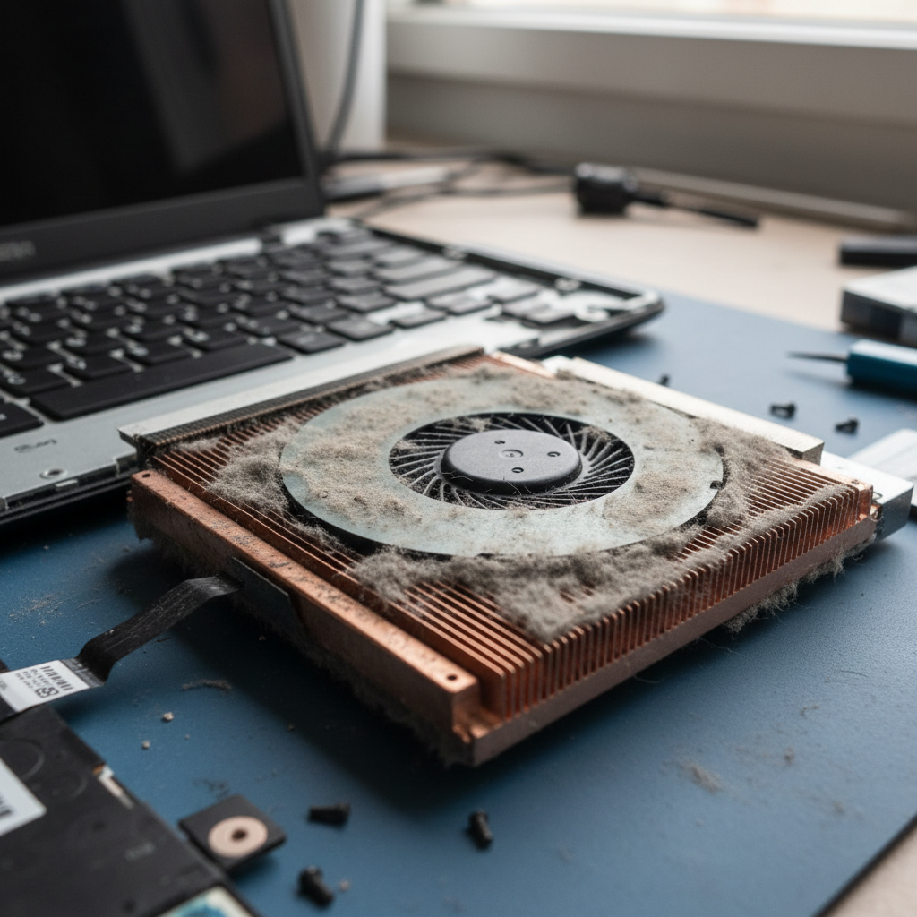 Dust-clogged laptop fan cleaning service in Blue Haven — Newcastle NSW 2262