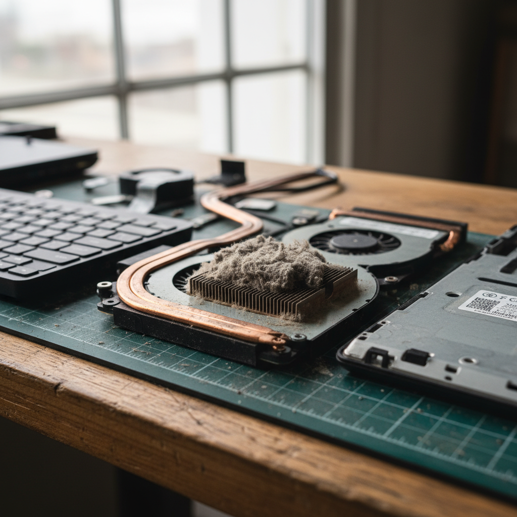 Dust-clogged laptop fan cleaning service in Brighton — Melbourne SA 5048